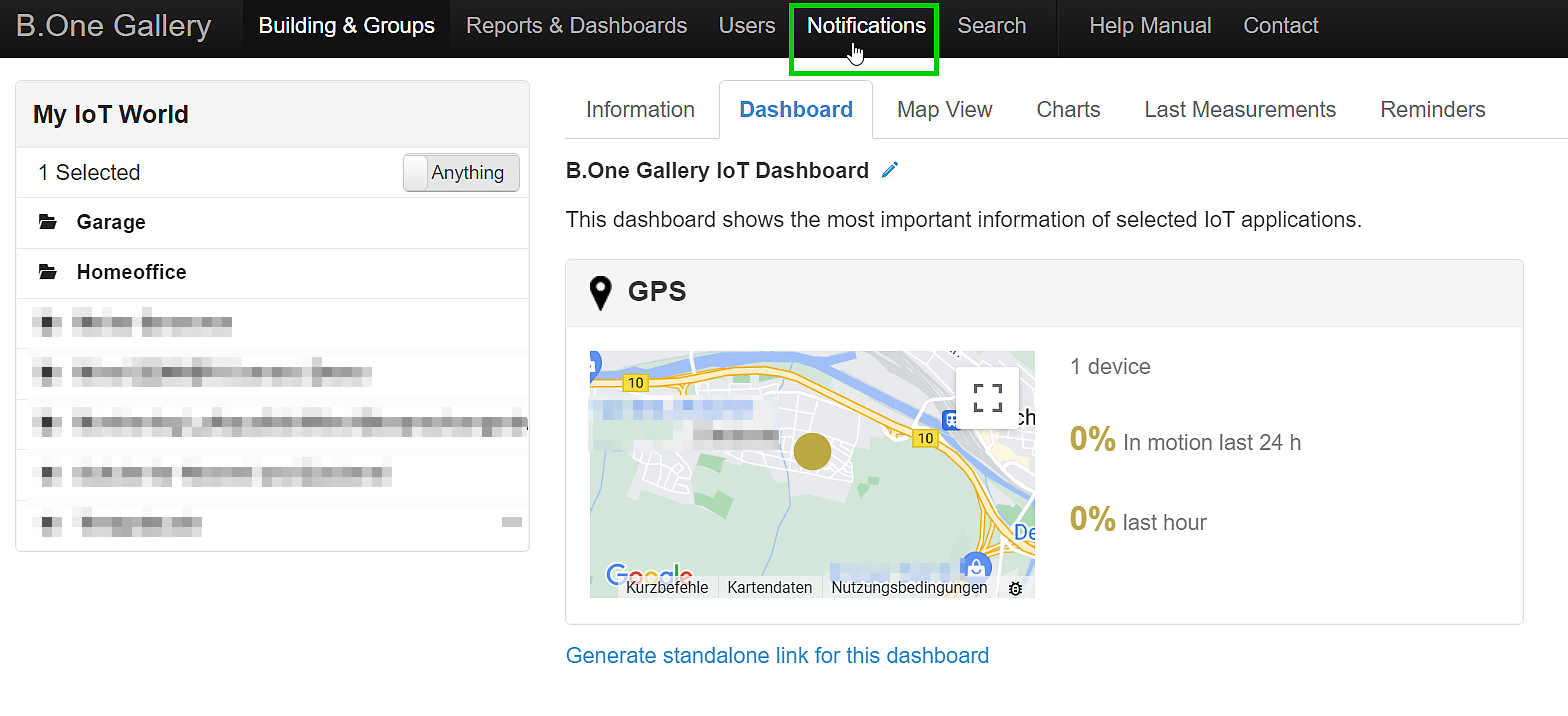 Setting up geofencing in B.One Gallery Step 1: Open the Notifications tab