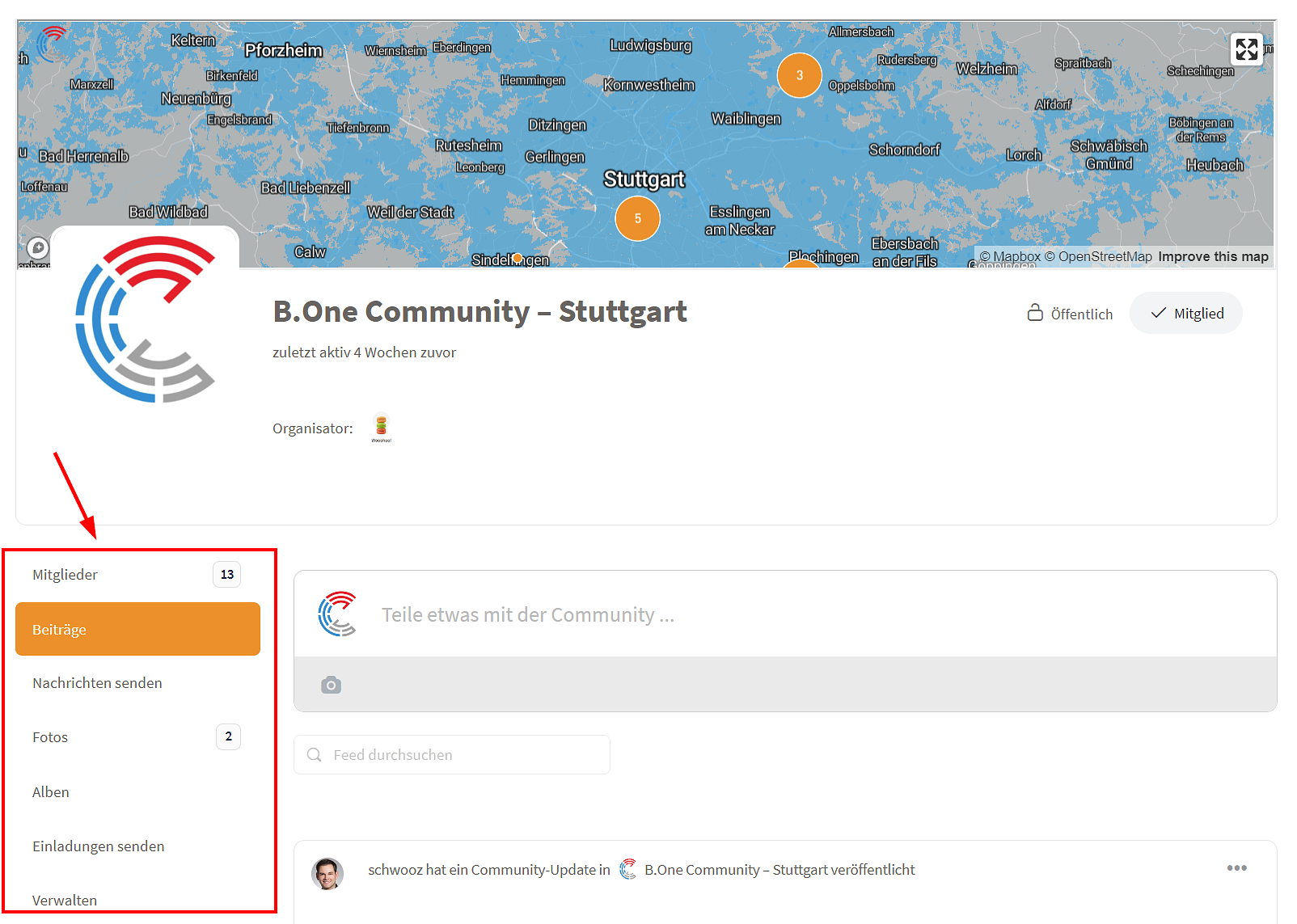 B.One Community: Grundstruktur einer Community am Beispiel Stuttgart