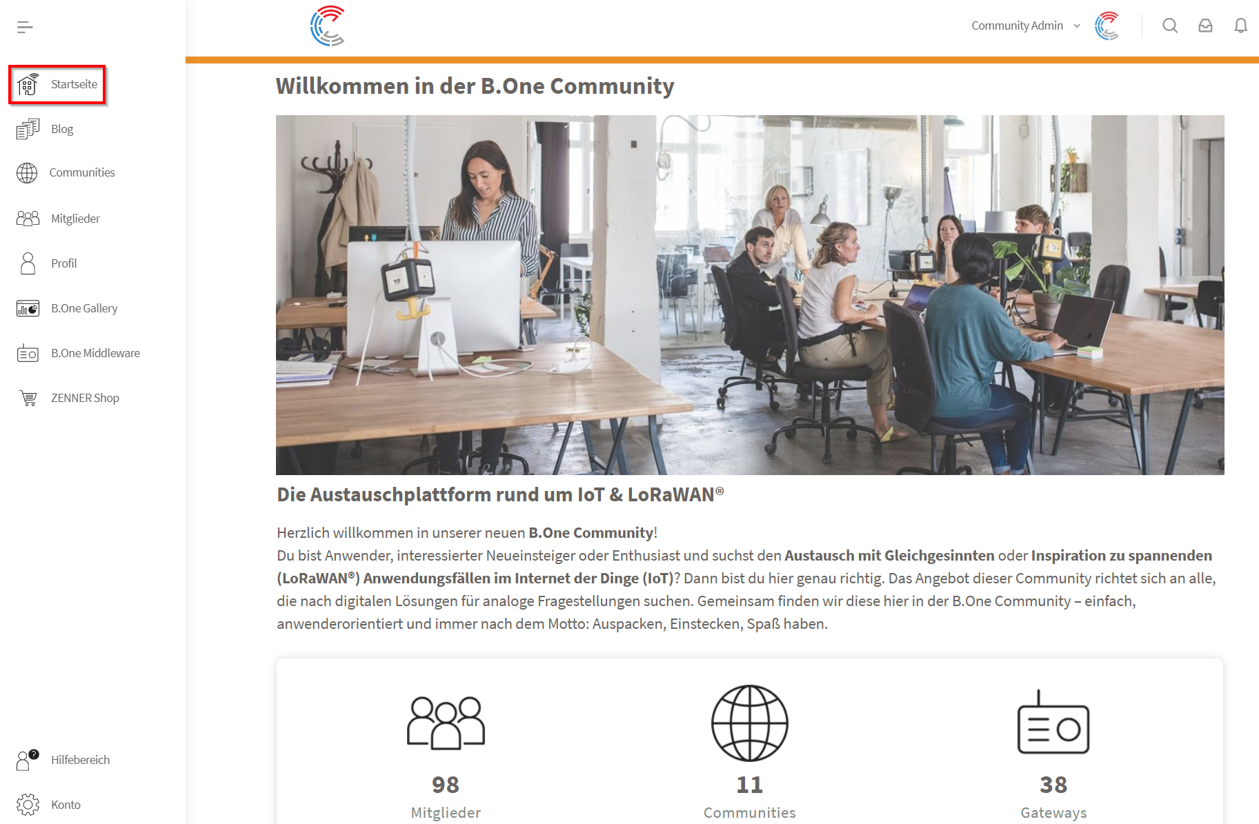 B.One Community Startseite - Austauschplattform rund um IoT & LoRaWAN Startseite der B.One Community - Der Austauschplattform rund um IoT & LoRaWAN