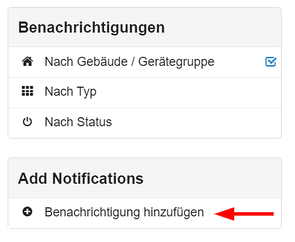 B.One Gallery: Button zum Erstellen einer neuen Benachrichtigung