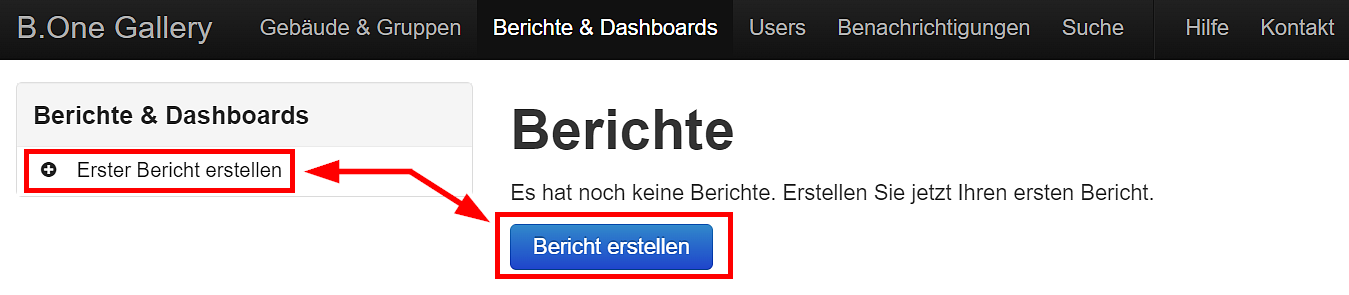 B.One Gallery: Neuen Bericht erstellen